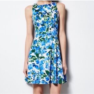 Milly Floral Mini Dress in Blue and Green
